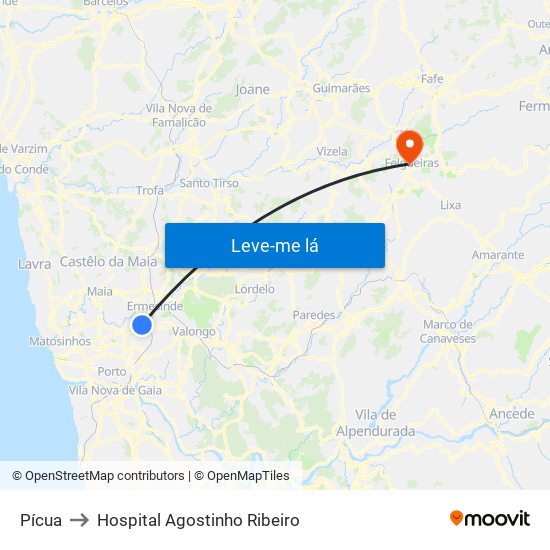 Pícua to Hospital Agostinho Ribeiro map