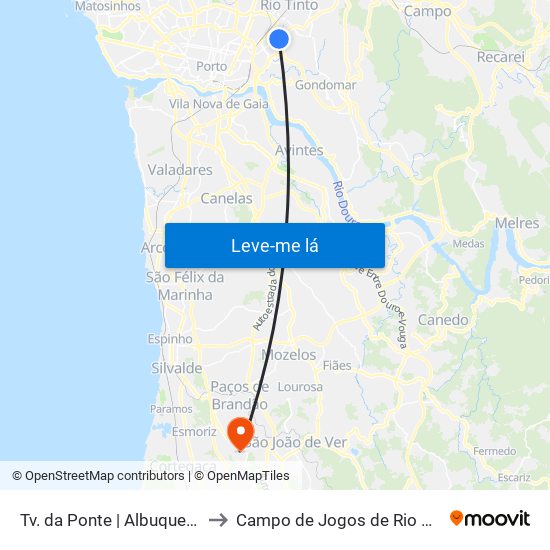 Tv. da Ponte | Albuquerque to Campo de Jogos de Rio Meão map