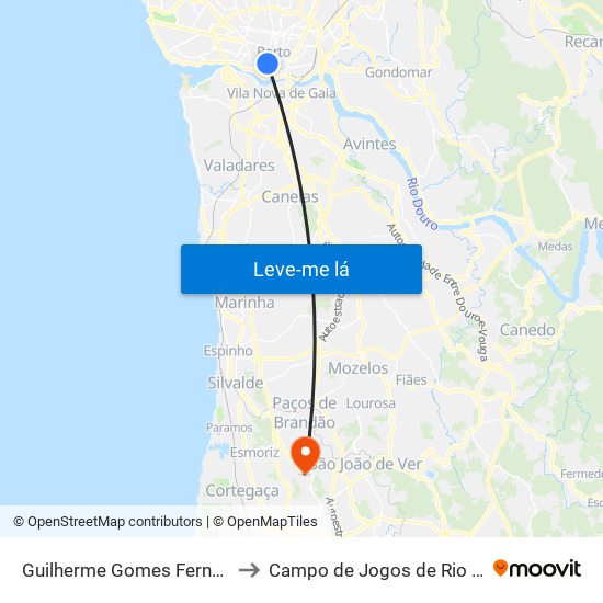 Guilherme Gomes Fernandes to Campo de Jogos de Rio Meão map