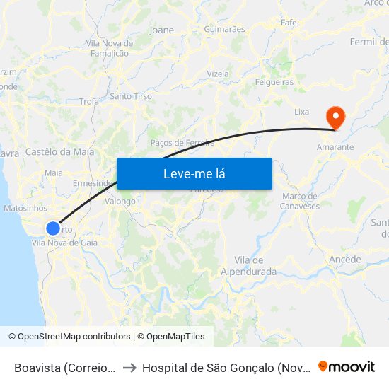 Boavista (Correios) to Hospital de São Gonçalo (Novo) map