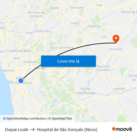 Duque Loulé to Hospital de São Gonçalo (Novo) map