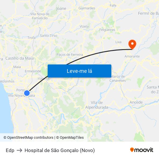 Edp to Hospital de São Gonçalo (Novo) map