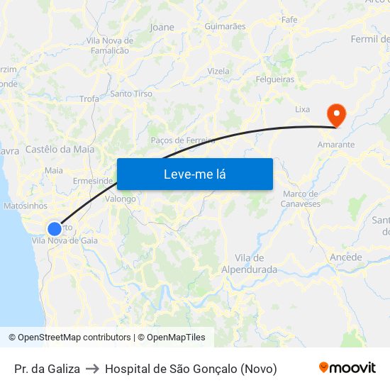 Pr. da Galiza to Hospital de São Gonçalo (Novo) map