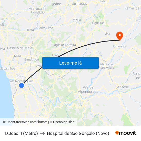 D.João II (Metro) to Hospital de São Gonçalo (Novo) map