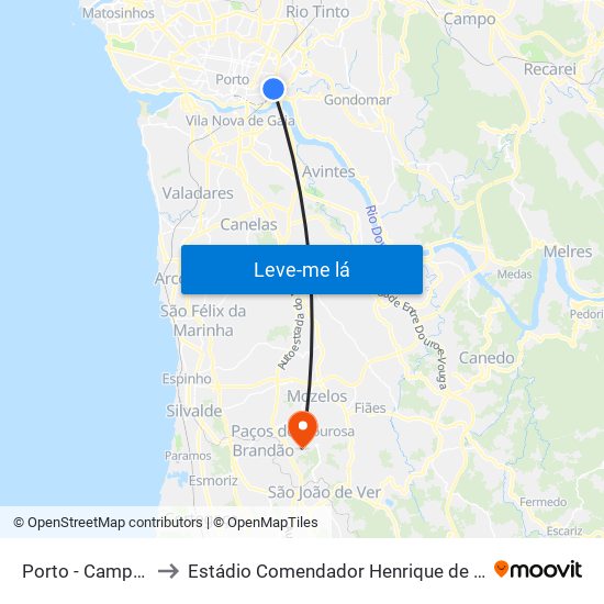 Porto - Campanhã to Estádio Comendador Henrique de Amorim map