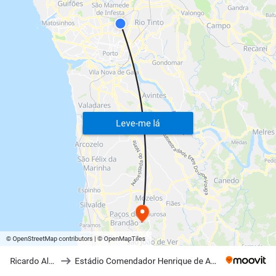 Ricardo Alves to Estádio Comendador Henrique de Amorim map