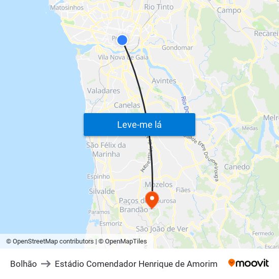 Bolhão to Estádio Comendador Henrique de Amorim map