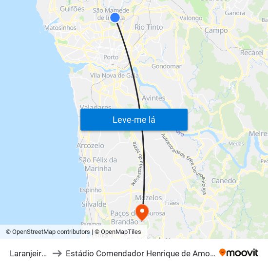 Laranjeiras to Estádio Comendador Henrique de Amorim map