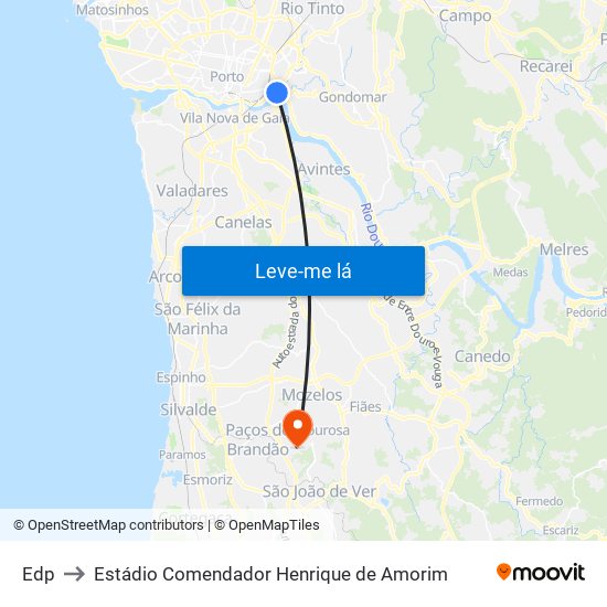 Edp to Estádio Comendador Henrique de Amorim map