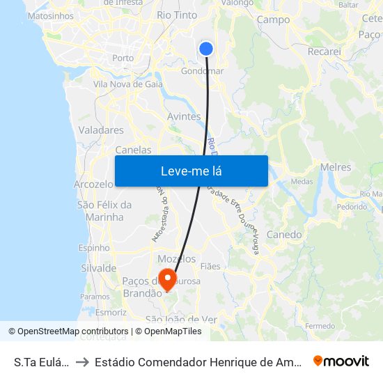 S.Ta Eulália to Estádio Comendador Henrique de Amorim map