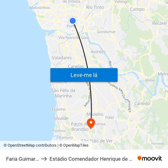 Faria Guimarães to Estádio Comendador Henrique de Amorim map