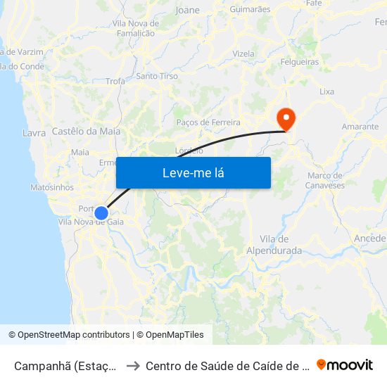 Campanhã (Estação) to Centro de Saúde de Caíde de Rei map