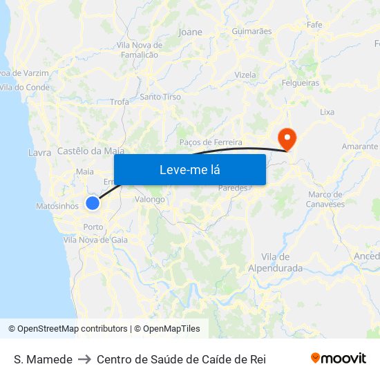 S. Mamede to Centro de Saúde de Caíde de Rei map