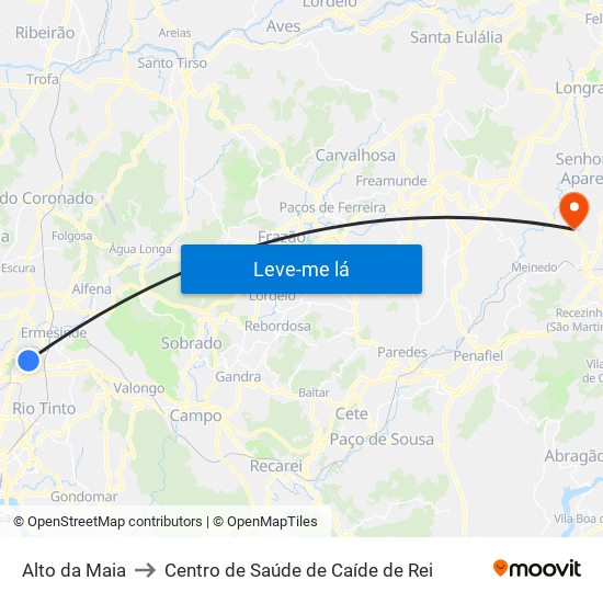 Alto da Maia to Centro de Saúde de Caíde de Rei map