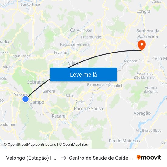 Valongo (Estação) | Presa to Centro de Saúde de Caíde de Rei map