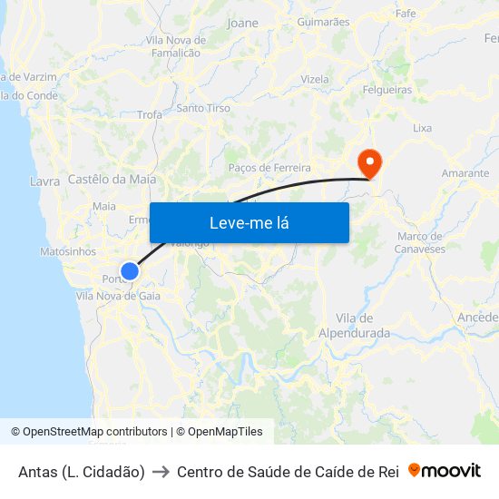 Antas (L. Cidadão) to Centro de Saúde de Caíde de Rei map