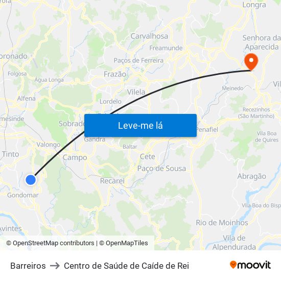 Barreiros to Centro de Saúde de Caíde de Rei map