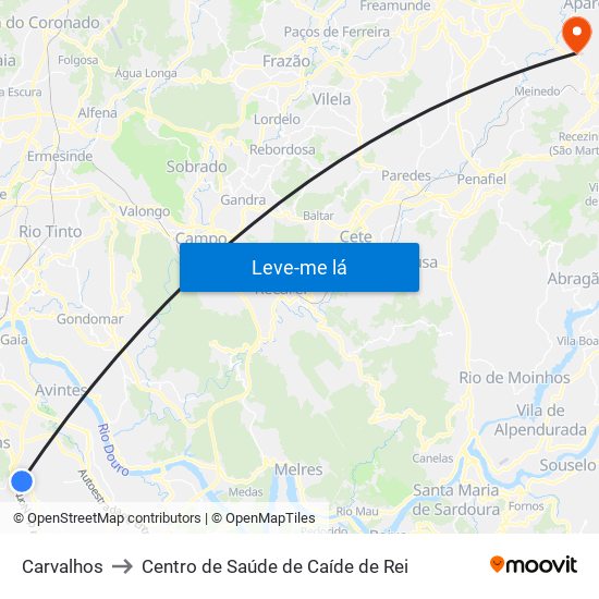 Carvalhos to Centro de Saúde de Caíde de Rei map