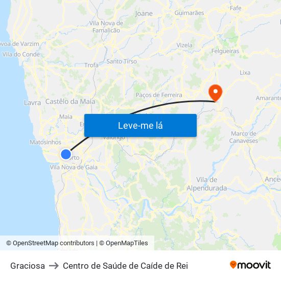 Graciosa to Centro de Saúde de Caíde de Rei map