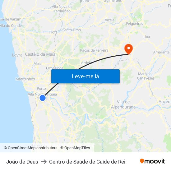 João de Deus to Centro de Saúde de Caíde de Rei map
