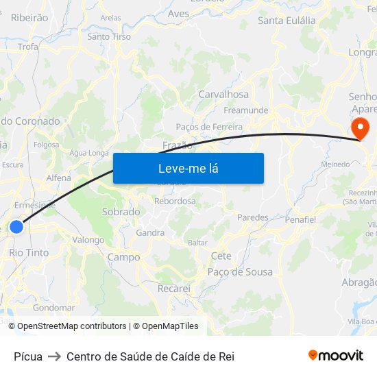 Pícua to Centro de Saúde de Caíde de Rei map