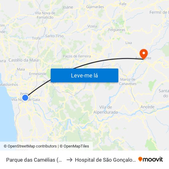 Parque das Camélias (Terminal) to Hospital de São Gonçalo (Antigo) map