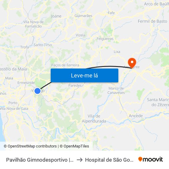 Pavilhão Gimnodesportivo | Ramalho Ortigão to Hospital de São Gonçalo (Antigo) map