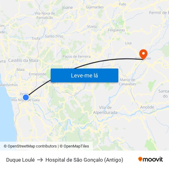 Duque Loulé to Hospital de São Gonçalo (Antigo) map