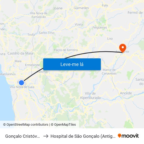 Gonçalo Cristóvão to Hospital de São Gonçalo (Antigo) map