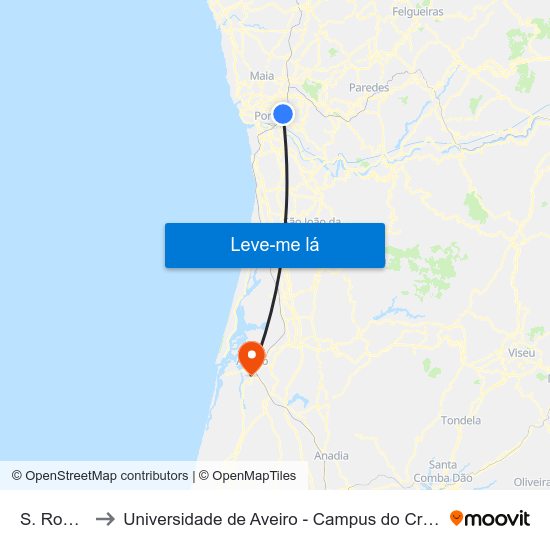 S. Roque to Universidade de Aveiro - Campus do Crasto map