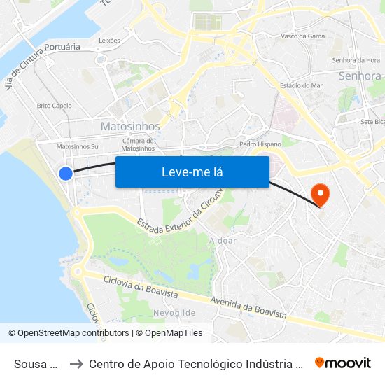 Sousa Aroso to Centro de Apoio Tecnológico Indústria Metalomecânica map