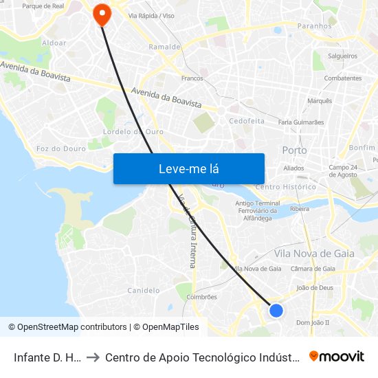 Infante D. Henrique to Centro de Apoio Tecnológico Indústria Metalomecânica map