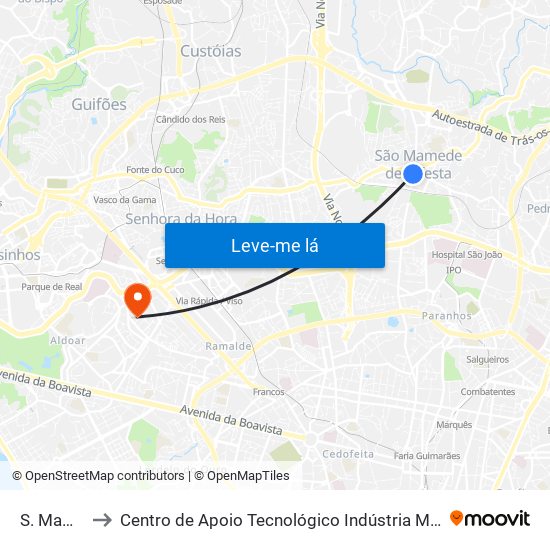S. Mamede to Centro de Apoio Tecnológico Indústria Metalomecânica map