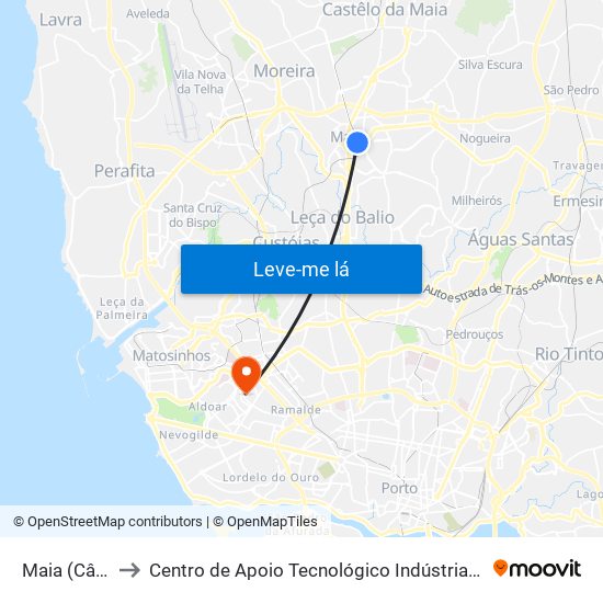 Maia (Câmara) to Centro de Apoio Tecnológico Indústria Metalomecânica map