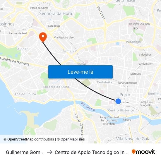 Guilherme Gomes Fernandes to Centro de Apoio Tecnológico Indústria Metalomecânica map