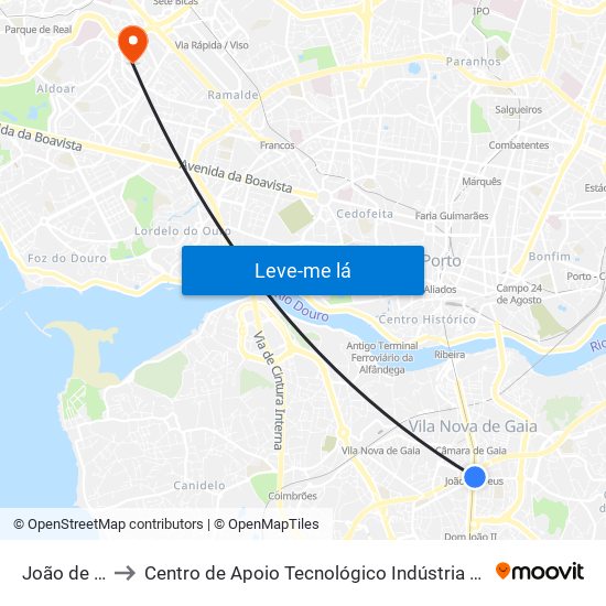 João de Deus to Centro de Apoio Tecnológico Indústria Metalomecânica map