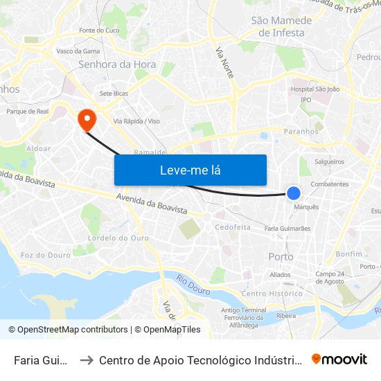 Faria Guimarães to Centro de Apoio Tecnológico Indústria Metalomecânica map