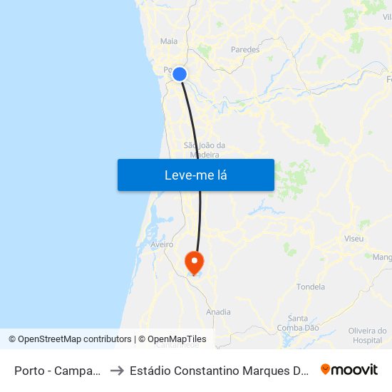 Porto - Campanhã to Estádio Constantino Marques Duarte map