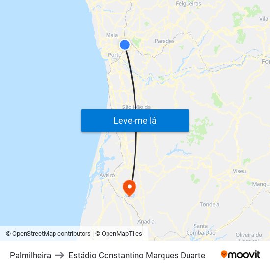 Palmilheira to Estádio Constantino Marques Duarte map