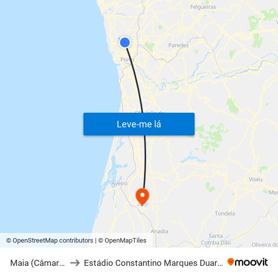 Maia (Câmara) to Estádio Constantino Marques Duarte map