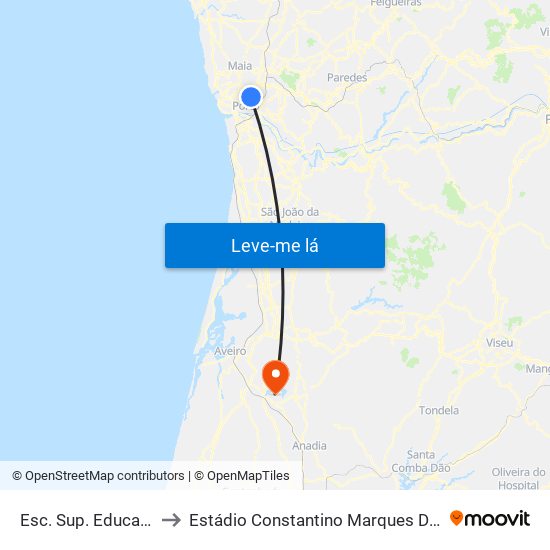 Esc. Sup. Educação to Estádio Constantino Marques Duarte map