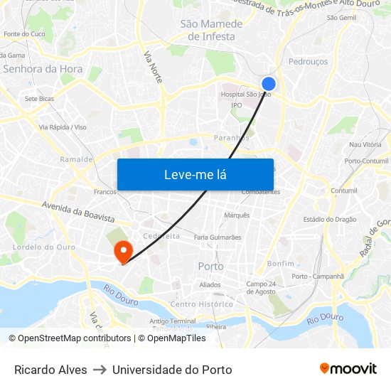 Ricardo Alves to Universidade do Porto map