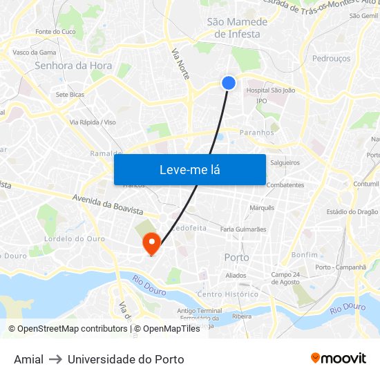 Amial to Universidade do Porto map