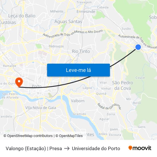 Valongo (Estação) | Presa to Universidade do Porto map