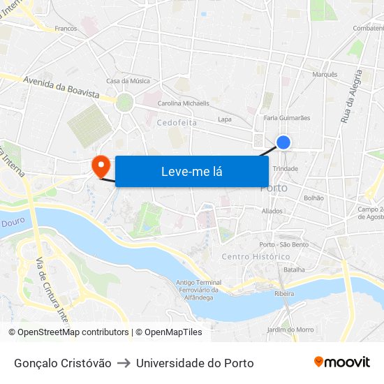 Gonçalo Cristóvão to Universidade do Porto map