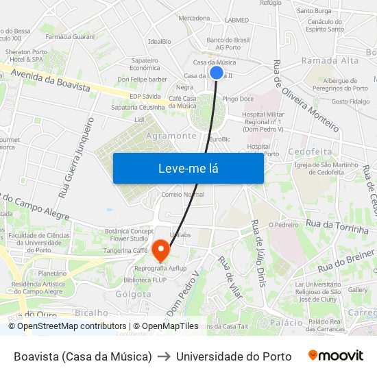 Boavista (Casa da Música) to Universidade do Porto map