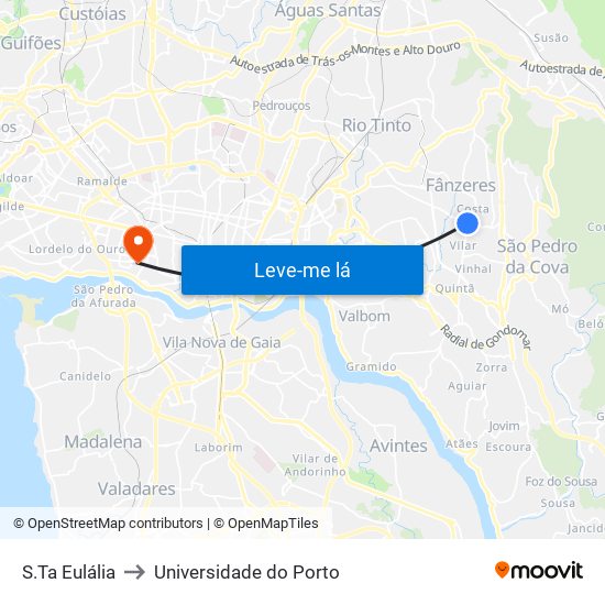 S.Ta Eulália to Universidade do Porto map