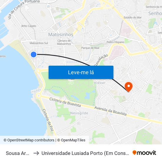 Sousa Aroso to Universidade Lusiada Porto (Em Construção) map