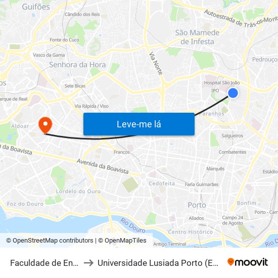 Faculdade de Engenharia to Universidade Lusiada Porto (Em Construção) map