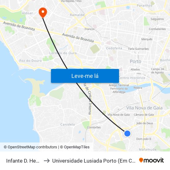 Infante D. Henrique to Universidade Lusiada Porto (Em Construção) map